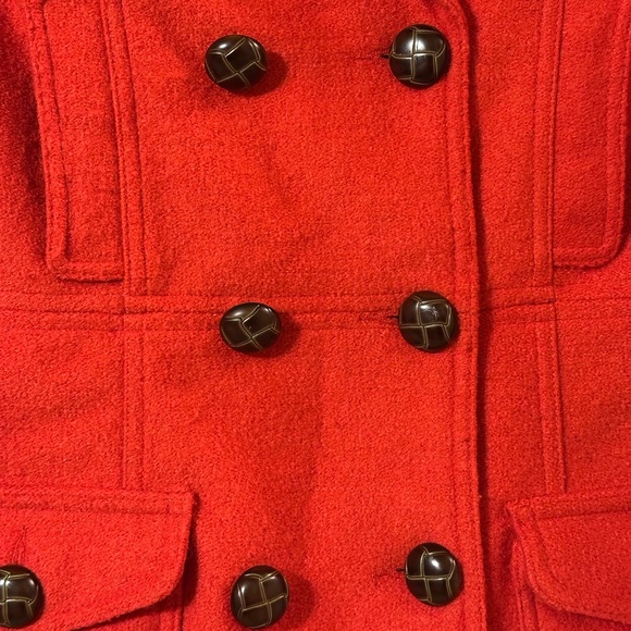 Wool blend red orange Peacoat size M - Picture 2 of 8